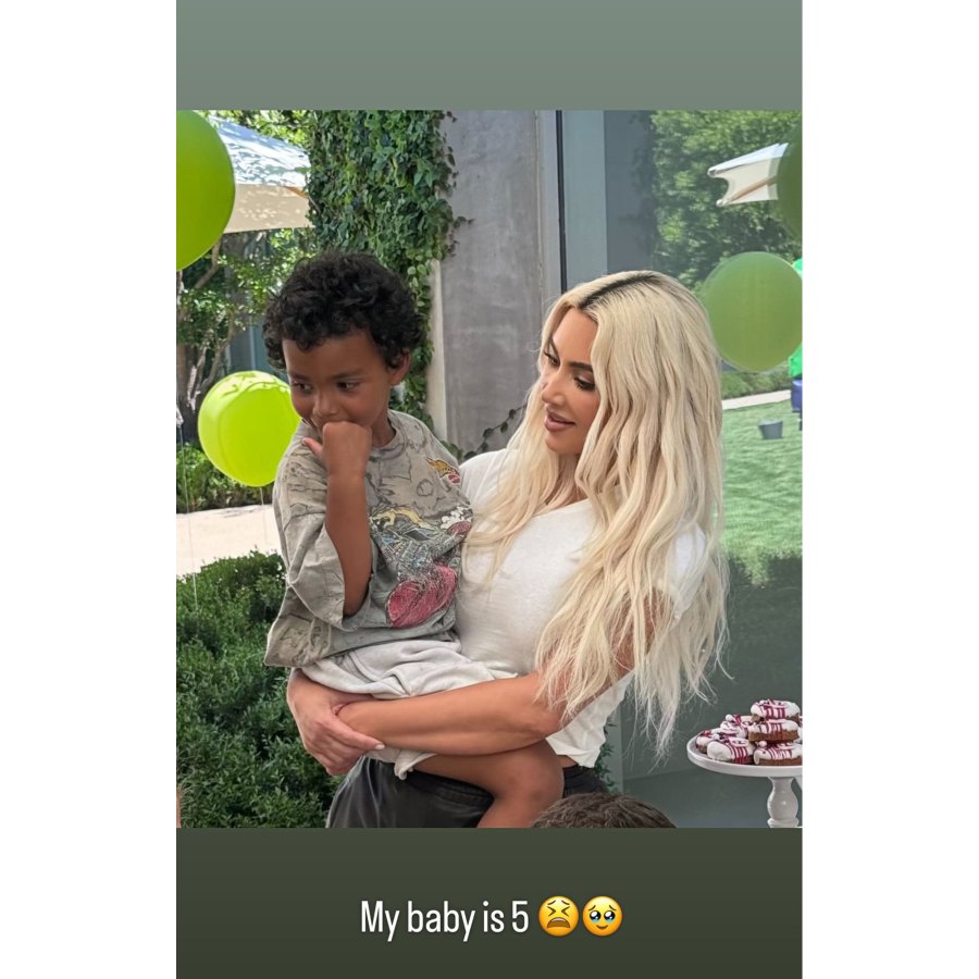 <p>Kardashian held the birthday boy in her arms. “My baby is 5 ,” she wrote.</p>