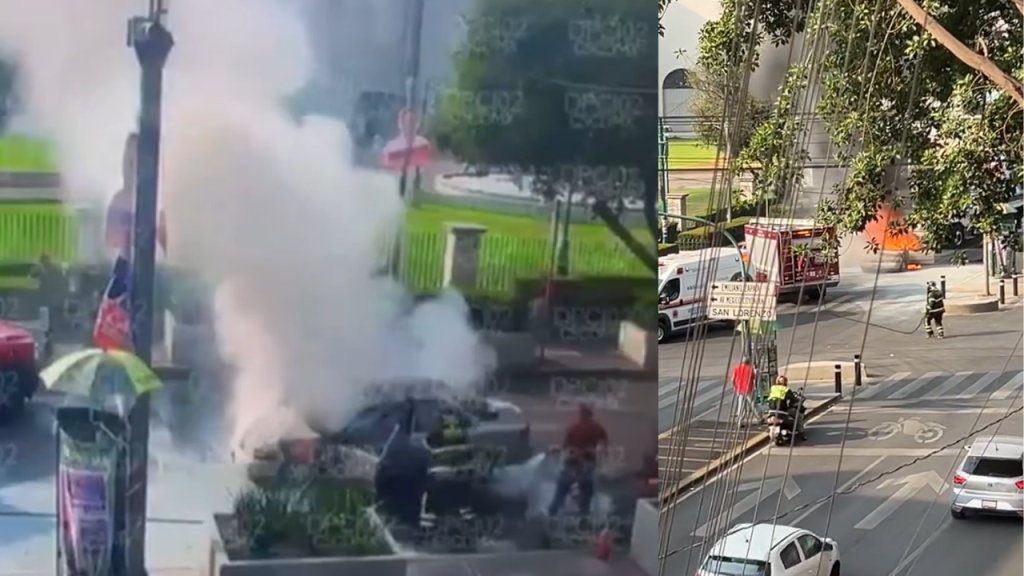 video: auto se incendia sobre avenida universidad