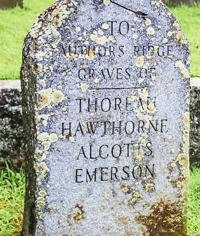 <p>If you thought the lives of the transcendentalist authors couldn’t get more intertwined, you were wrong. Sleepy Hollow Cemetery is right in the center of downtown Concord, and up on a scenic ridge is the burial site of Hawthorne, Alcott, Thoreau, and Emerson—all within a few steps of each other!</p><p>Most are buried in family plots. It is probably a mere coincidence that their plots are all so near, but it’s pretty fantastical. Many visitors leave pens, small stones, or other gifts on the simple headstones of each author.</p><p>It is a beautiful place to visit any time of the year, but if you happen to be visiting<a href="https://travelswiththecrew.com/new-england-fall-foliage-what-to-do-when-vermont-is-all-booked-up/" rel="noopener noreferrer"> Massachusetts in the fall</a>, you are in for a rare treat.</p><p>Plan on 30 minutes to an hour.</p>