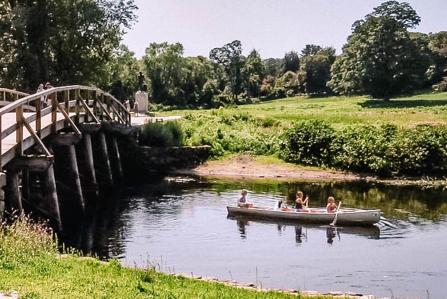 <p>The Concord River lazily meanders through downtown Concord. It passes under the Old North Bridge and has seen so much history. It is a great place to canoe and kayak.</p><p>Rentals are available at<a href="https://www.southbridgeboathouse.com" rel="noopener noreferrer"> South Bridge Boat House.</a></p><p>Rentals include life jackets and paddles, and rental times are calculated by 15-minute increments.  The boat house is a little over a mile from the Old North Bridge, so we generally row to the bridge, get out and stretch for a bit, and then row back.</p><p>Plan on an hour.</p><p>Tips:</p><ul> <li>Make sure to bring sunscreen and bug spray. The river area is <strong>really </strong>buggy!</li> <li>Bring a picnic lunch and enjoy it at the Old North Bridge before turning back.</li> </ul>