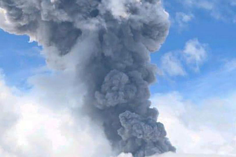volcano warning: mount ibu erupts and thick ash fills sky - locals told not to go within three miles of crater
