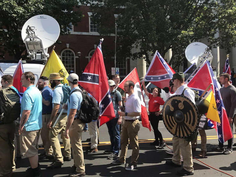  Members of far-right groups marching in Charlottesville, Virginia on August 12, 2017, Wikimedia Commons 