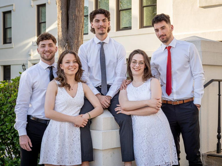 As graduation nears, the Povolos, from left, Ludovico, Victoria, Michael, Ashley and Marcus, say Commencement is likely the last “big thing” they will experience at the same time.