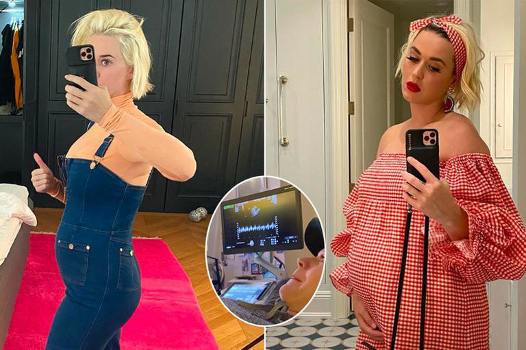 Katy shared pictures on Mother's Day of her pregnancy