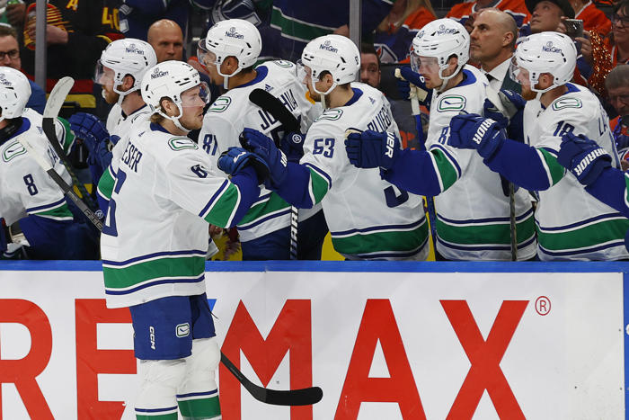 brock boeser shines for the canucks with two-goal mother's day performance