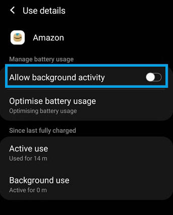 Toggle Allow Background Activity Switch