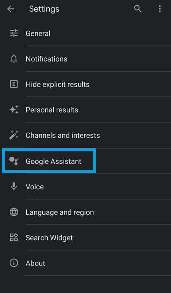 Tap on Google Assistant 