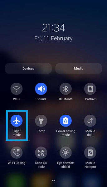 Enable Flight Mode Android 