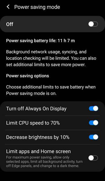 Customize Power Saving Mode