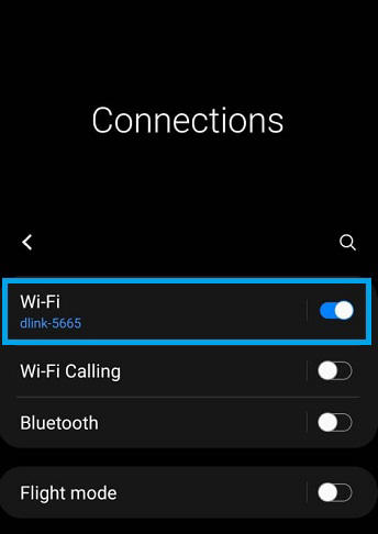 Wi-Fi Under Connections 