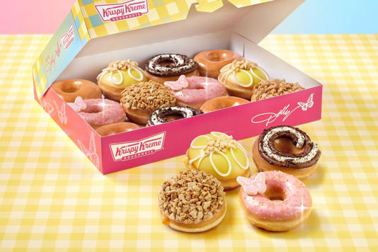 Krispy Kreme has teamed up with Dolly Parton to unveil the Dolly Southern Sweets Doughnut Collection, available starting Tuesday and for a limited time.