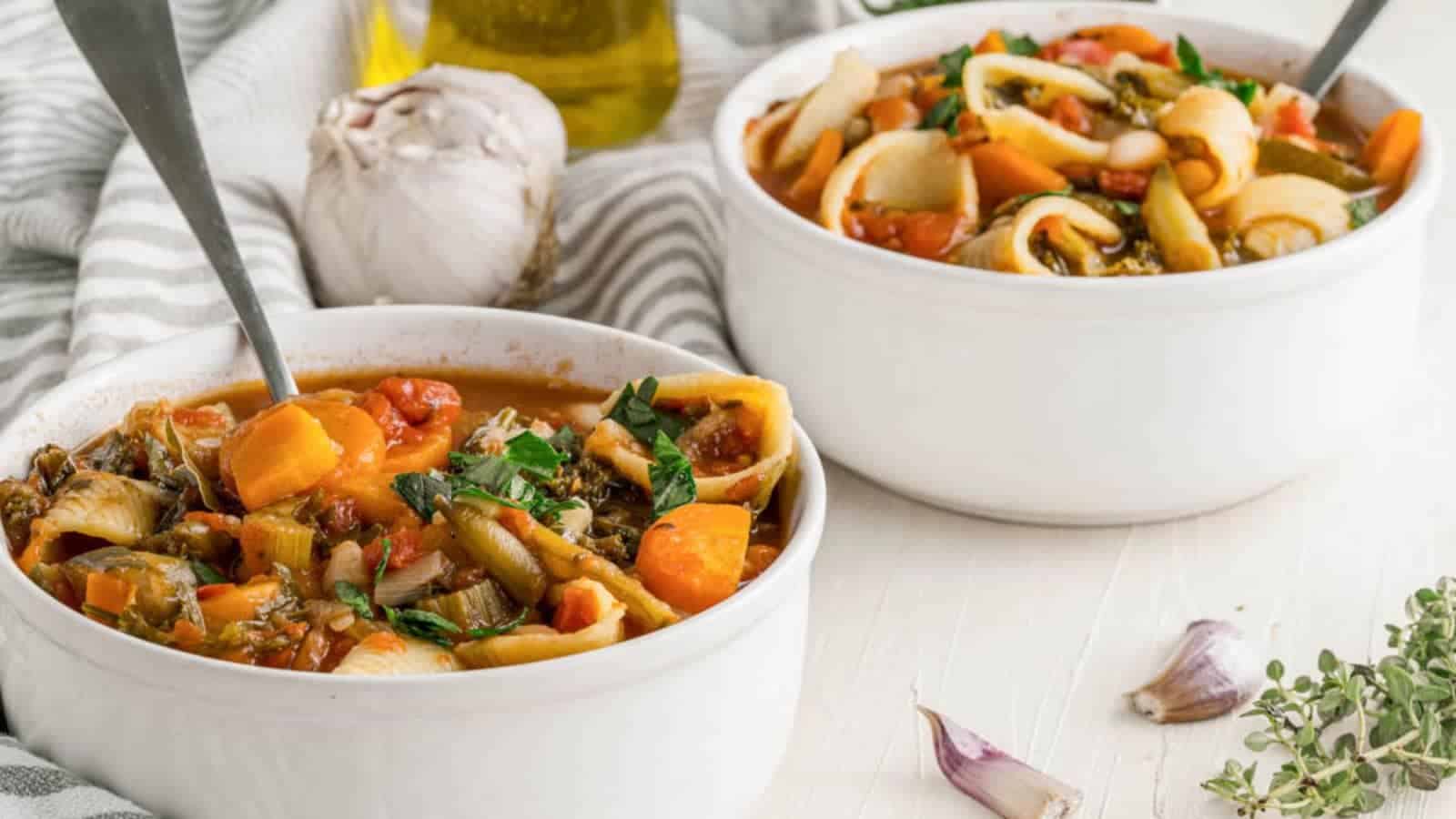<p>Our Minestrone Soup brings a burst of Italian veggie goodness to your meal. It's rich, it's hearty, and it feeds the soul with each spoonful. Enjoy it as a starter or as a main with some crusty bread. It's a complete meal that brings comfort, especially on chilly days.<br><strong>Get the Recipe: </strong><a href="https://twocityvegans.com/best-vegan-minestrone-soup-recipe/?utm_source=msn&utm_medium=page&utm_campaign=">Minestrone Soup</a></p>