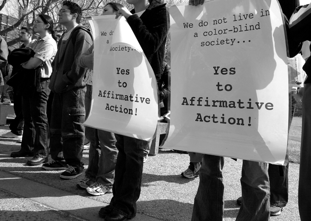 <p>Affirmative action refers to policies designed to alleviate unlawful discrimination against certain demographic groups regarding opportunities like college admissions and job hireability. The term entered the dictionary in 1961, when President John F. Kennedy <a href="https://www.oeod.uci.edu/policies/aa_history.php#:~:text=On%20September%2024%2C%201965%20President,receiving%20federal%20contracts%20and%20subcontracts.">issued an executive order</a> that included a provision that government contractors should take steps to ensure there were equal opportunities for applicants regardless of "race, creed, color, or national origin."</p>