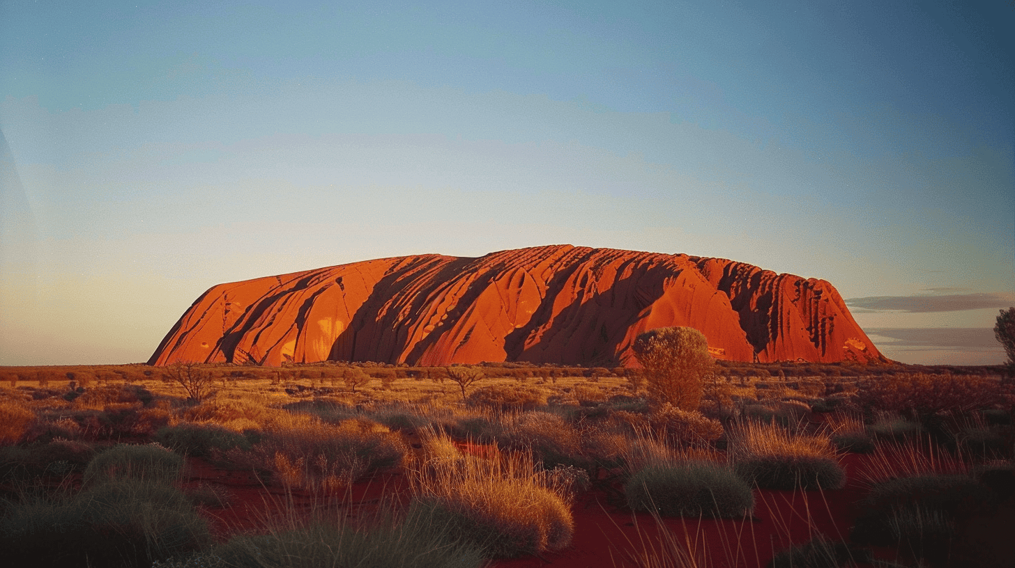<p>Uluru, also known as Ayers Rock, rises majestically from Australia’s Red Centre, revered by the Aboriginal peoples as a core of spiritual and cultural heritage. This iconic sandstone monolith, wrapped in Aboriginal legends, is central to the Dreamtime stories of the Anangu, the land’s traditional custodians. </p> <p>As sunset casts vibrant hues of crimson and gold across the desert sky, Uluru’s ancient surface illuminates, highlighting its deep spiritual significance where earthly and divine realms converge. Each contour and crevice of Uluru not only reflects its geological wonder but also narrates tales of ancestral beings and ancient ceremonies, making every visit a profound pilgrimage into both the past and the sacred.</p>