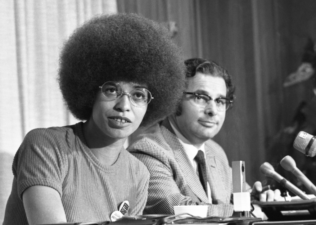 <p>An afro is a Black hairstyle featuring tight curls in a rounded, full shape. The style was worn by prominent civil rights activists such as Angela Davis and Jesse Jackson, <a href="https://www.ebony.com/the-history-of-the-afro/">symbolizing Black liberation, beauty, and pride</a>.</p>