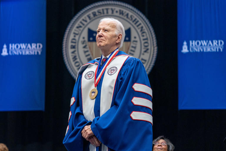 President Joe Biden attended one of his many commencement ceremonies at Howard University in Washington, DC, on May 13, 2023.