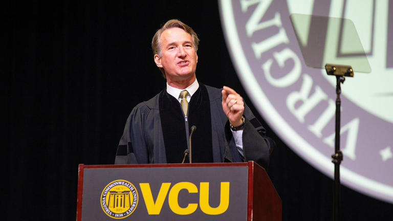 Virginia Gov. Glenn Youngkin delivers the VCU commencement address in Richmond, Va., May 11, 2024. Getty Images
