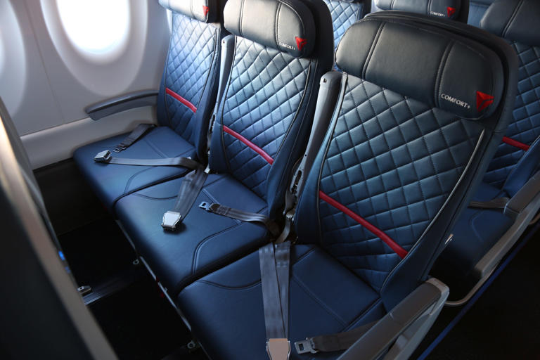 Delta Air Lines' A220-100 planes have 109 seats. The main cabin seats measure 18.6 inches in width and have a 4-inch recline.