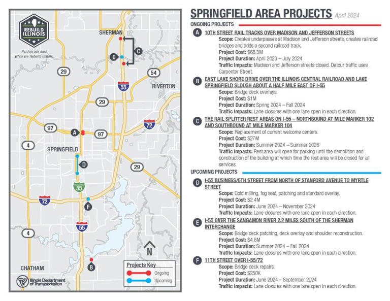 Six road construction projects coming to Sangamon Co. this summer, IDOT