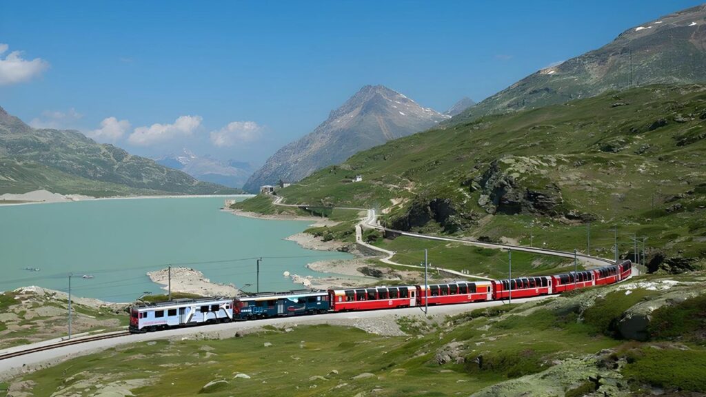 <p>Want to experience the best sleeping car experience? Go on an adventure with Bernina Express. This train ride offers daily sightseeing from Chur to Tirano, which crosses Switzerland and Italy. In just 4 hours and 30 minutes, this journey covers 96 miles (156 kilometers) and presents incredible views of glacier-capped mountains, wild waterfalls, beautiful lakes, and dense forests. </p><p>Watch the landscape from your window, as you travel from Graubünden in Switzerland to northern Italy. As one of the most scenic train journeys in the world, the Bernina Express is listed as a World Heritage site by UNESCO.</p>