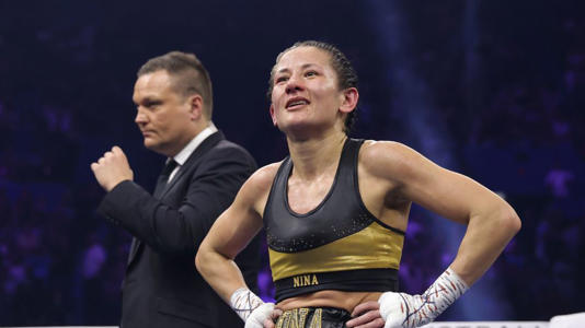 Nina Hughes was confused after being announced as the winner before the fight was awarded to Johnson. - Richard Wainwright/EPA-EFE/Shutterstock