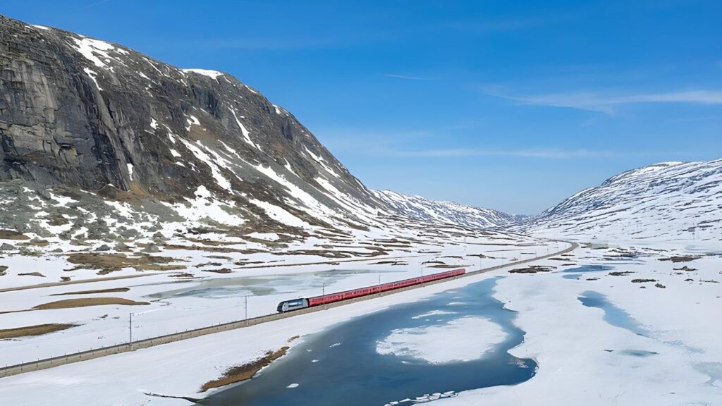 <p>Another fantastic train trip you can take is the Bergensbanen in Norway. It’s one of Europe’s incredible railway rides, which takes you to lesser-known and well-known places in Norway. The trip starts in Oslo and ends in Bergen.</p><p>Bergensbanen’s 308-mile (496 km) railway ride is around 6 hours and 30 minutes. It takes you through the beautiful Nordic country’s natural spectacles. You’ll be amazed by the lush mountains, lovely meadows, barren icescapes, and rivers on this trip.</p>