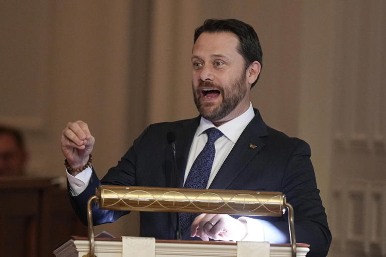 Jason Carter, grandson of former president Jimmy Carter, spoke at tribute service for first lady Rosalynn Carter at Emory University on November 28, 2023 in Atlanta, Georgia. During a speech Tuesday, Jason Carter said his grandfather is “coming to the end” after spending over a year in hospice care.