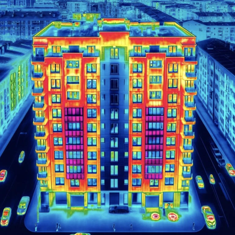Hot spots of heat loss detection from a multi-unit residential building using deep learning with bounding boxes. Credit: University of Waterloo