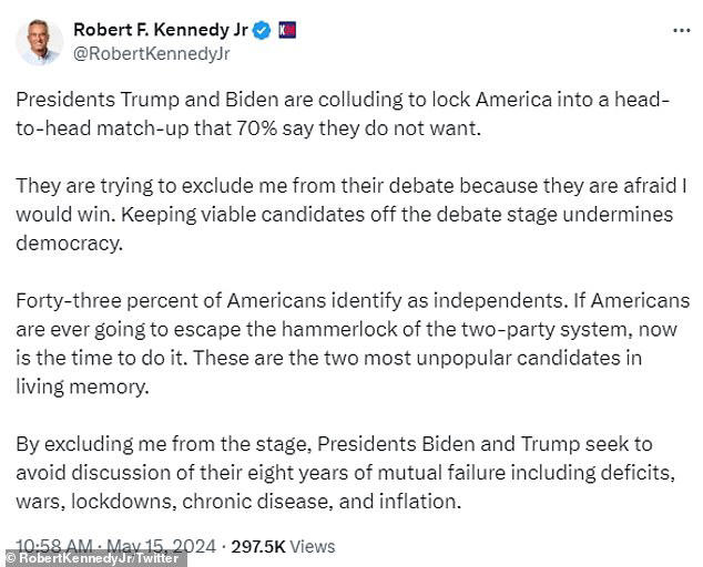 Rfk Jr Says Biden And Trump Want To Exclude Him From Debate Stage 6834