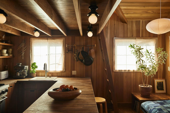 this 500-square-foot trailer in malibu is a warm and woody cocoon