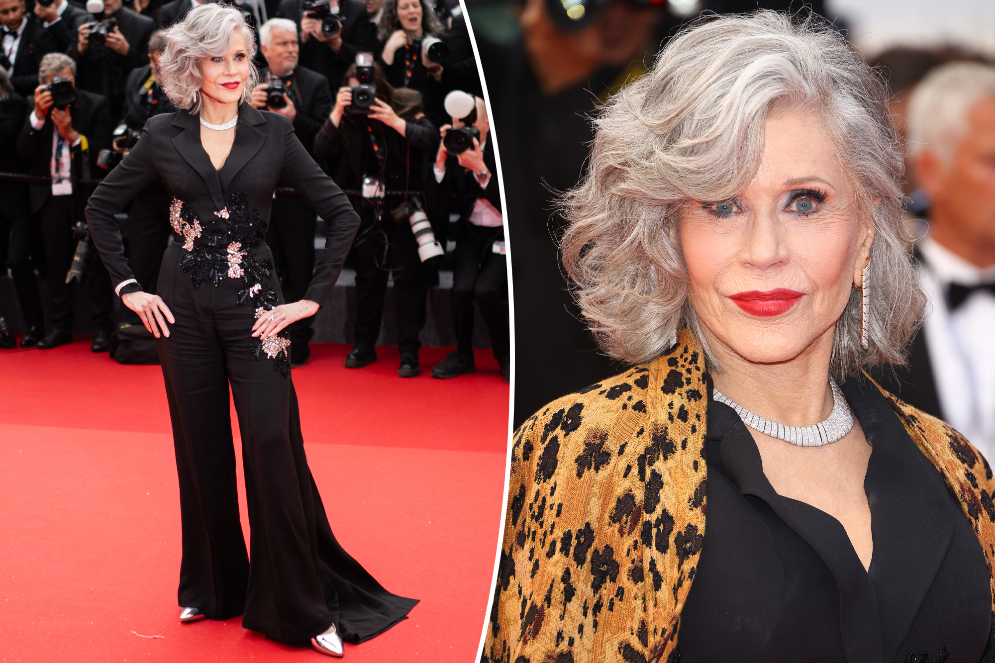 Jane Fonda, 86, Rocks Red Lipstick And Sparkling Jumpsuit On The Cannes ...