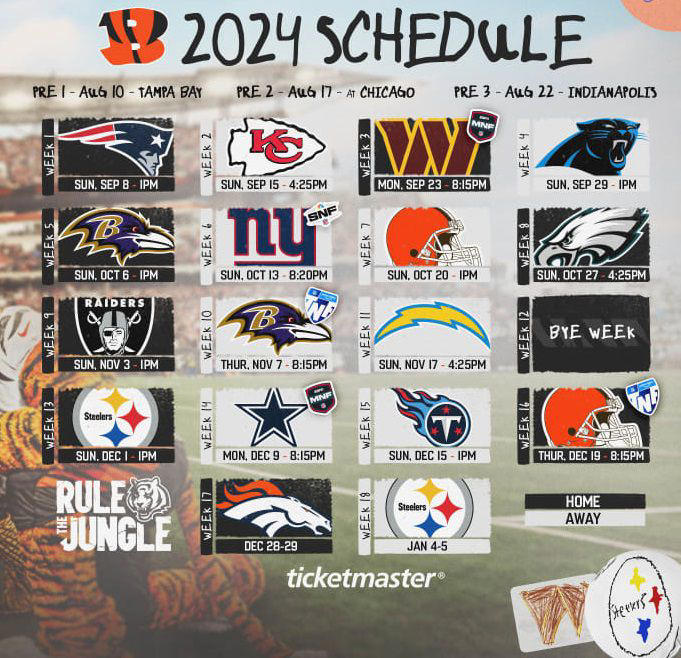 2024 Cincinnati Bengals schedule set