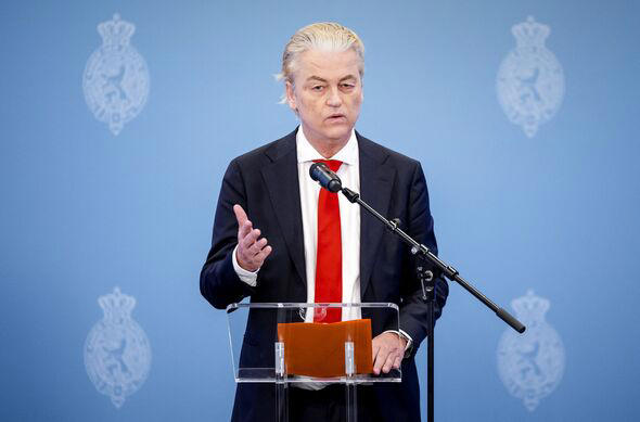 Geert Wilders standing at a podium