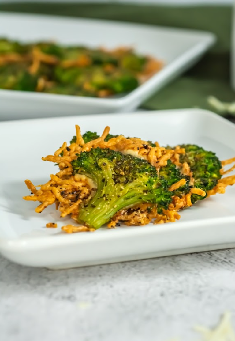 3 ingredient smashed broccoli with parmesan