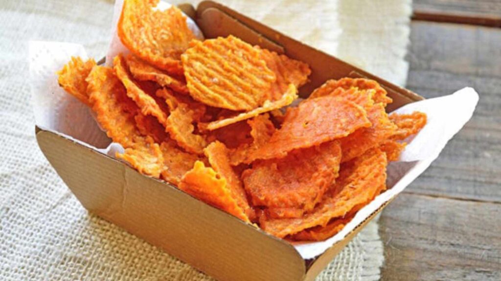 <p><a href="https://www.thegraciouspantry.com/clean-eating-twice-baked-sweet-potato-chips-recipe/">Baked sweet potato chips</a> are a delicious snack when you’re craving something deep-fried. These healthier chips, made in the air fryer, still give you that satisfying crunch. They are a much better road trip snack than the deep-fried versions you will find on the road. </p>