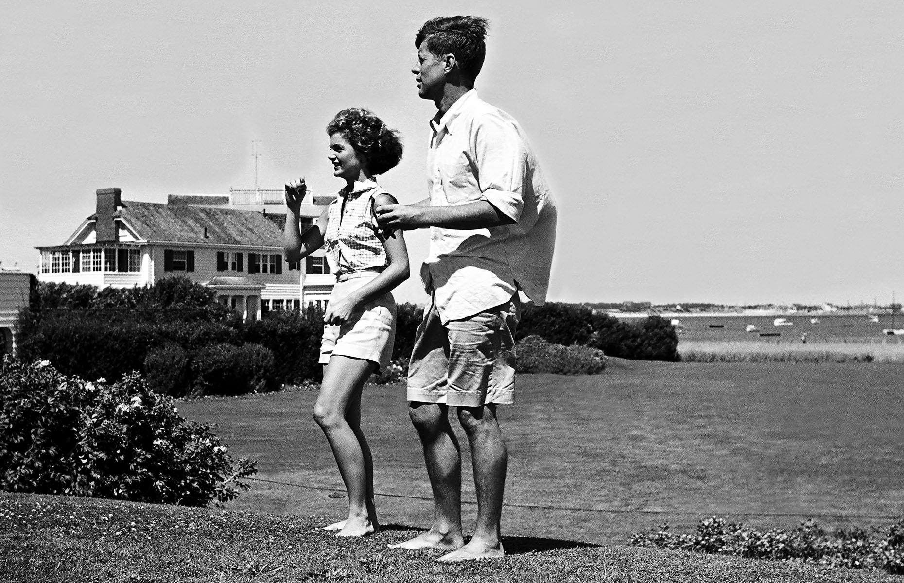 <p>If JFK's holiday home in Palm Beach was the Winter White House, his family's compound in Hyannis Port, Cape Cod was certainly the Summer White House. Kennedy's parents, Joseph P. and Rose, bought a cottage on the beach in the 1920s and JFK spent his summers there along with his siblings. </p>  <p>Over the years, the Massachusetts estate expanded to encompass six acres and three houses. JFK is pictured here at the Kennedy compound with his then-fiancée Jacqueline Bouvier in June 1953. </p>