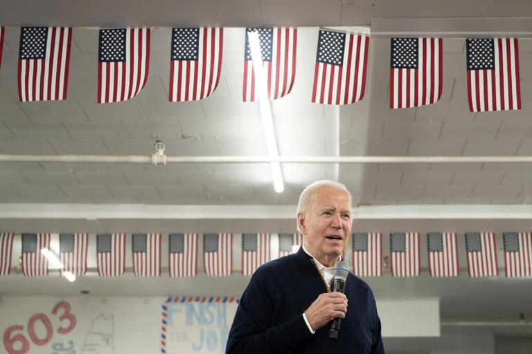 President Joe Biden speaks during a campaign field office opening March 11, 2024, in Manchester, N.H.