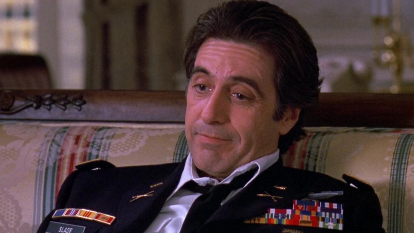 <ul> <li><strong>Speech topic:</strong> A blind ex-soldier supports a young man at prep school</li> <li><strong>Delivered by:</strong> Frank Slade, played by Al Pacino</li> </ul> <p>Al Pacino won his only Oscar playing the role of the blind Frank Slade. His finest moment comes toward the end of the film when he defends his expelled nephew before a prep school disciplinary committee. The speech contains famous lines such as "I'm just getting warmed up" and "I'll show you outta order!"</p>