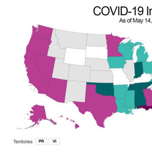 Map shows states where COVID is "likely growing"<br><br>