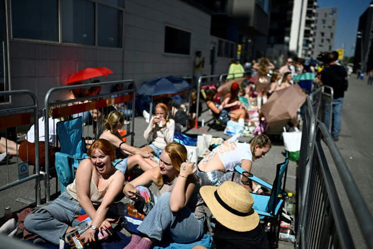 Fans queued outside the Stockholm arena where Taylor Swift was to appear.