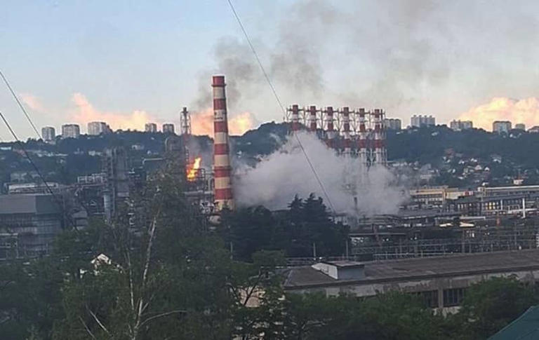 Photo: Aftermath of drone attack on oil refinery in Russian Tuapse (Russian media)