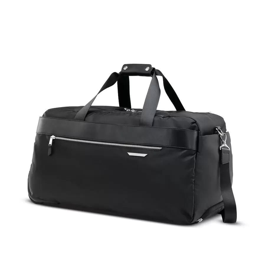 <p><strong>$153.99</strong></p><p><a href="https://go.redirectingat.com?id=74968X1553576&url=https%3A%2F%2Fshop.samsonite.com%2Fbags%2Fduffels%2Fjust-right-weekend-wheeled-duffel%2F137310XXXX.html&sref=https%3A%2F%2Fwww.esquire.com%2Flifestyle%2Fg60748448%2Fbest-rolling-duffel-bags%2F">Shop Now</a></p><p>Samsonite's rolling duffel is a great option for work trips and quick weekends away. It's nice to look at, more put together than some of the rugged, outdoorsy bags. </p><p>It's standout detail is in the organization design. There are easy-access pockets for keeping your keys, headphones, and small items organized. There are pockets for your tablet and laptop, too. There's a charging port, although you'd have to buy the charger separately. </p>