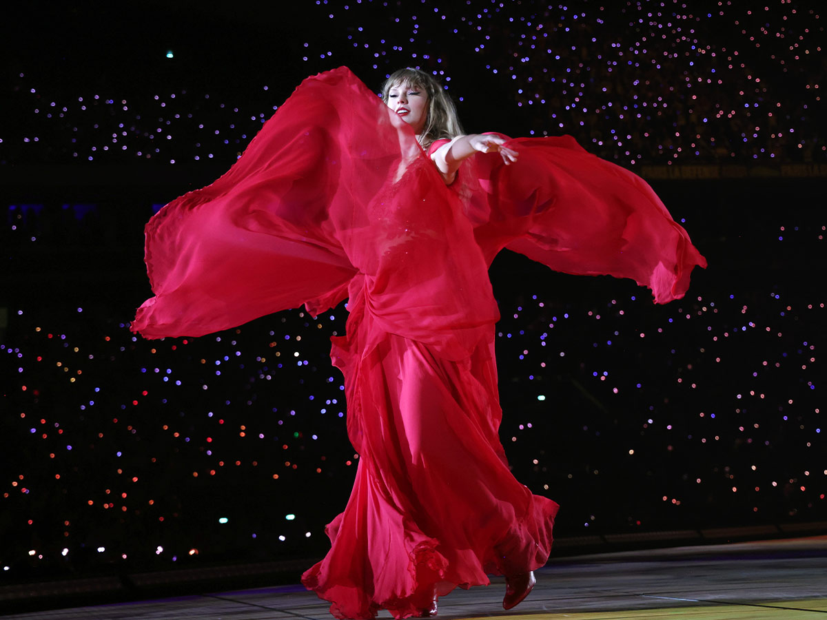 <p>Another of the Folkmore dresses has inspired a healthy debate between Swifties around the world: is it pink or red?</p> <p>Countless sites have deemed it pink, but it's such a rich, deep shade that it's barely in the same arena as the Barbie pink <em>L</em><em>over </em>set. What do you think? Let us know in the comments. </p>