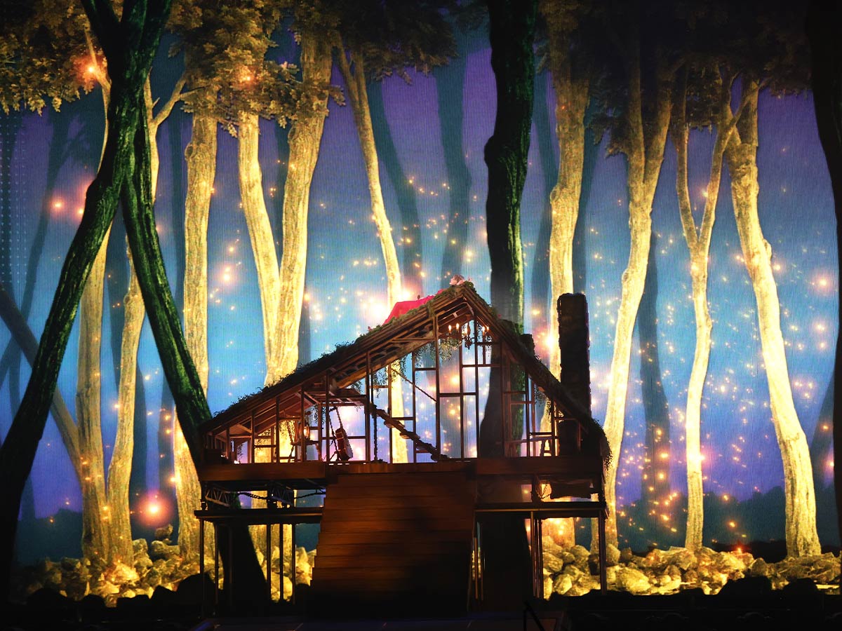 <p>Along with the combined Folkmore dresses, the sets have been combined, too! We're not going to lie, this might be the best set design for the entire show, and that's saying something!</p> <p>Taylor clearly planned to combine Folkmore from the beginning because the Folklore cabin surrounded by the sparkling Evermore forest is simply magical!</p>