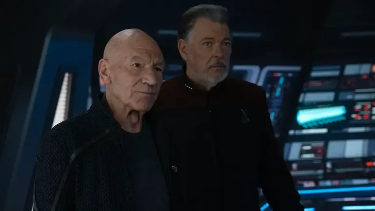 Patrick Stewart and Jonathan Frakes in a still from Star Trek: Picard Season 3 | Paramount
