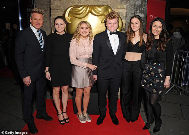 Family: The couple are already parents to Megan, 25, twins Holly and Jack, 23, Tilly, 21, and Oscar, four (L-R Gordon, Megan, Matilda, Jack, Holly and Tana in 2016)