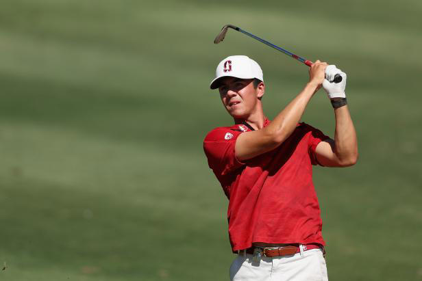 Michael Thorbjornsen hits a shot at the 2023 NCAA Men's Golf Division I Championships.