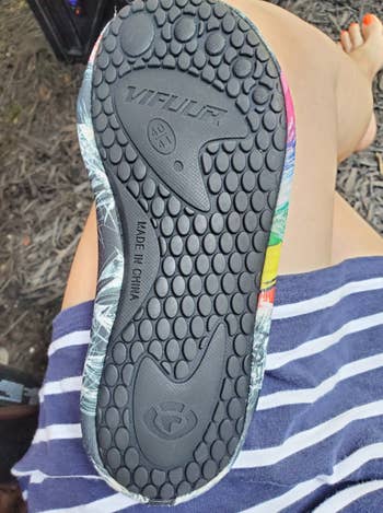 grippy sole of shoe