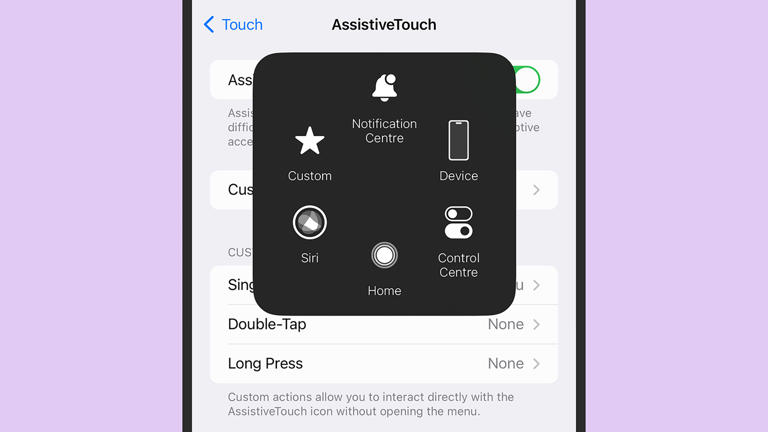 AssistiveTouch adds an overlay to the iPhone screen. Screenshot: Apple