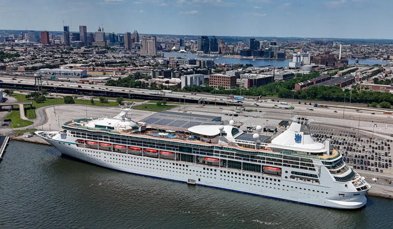 Royal Caribbean's Vision of the Seas is preparing for the first cruise out of Baltimore since the collapse of the Francis Scott Key Bridge, on May 24, 2024.